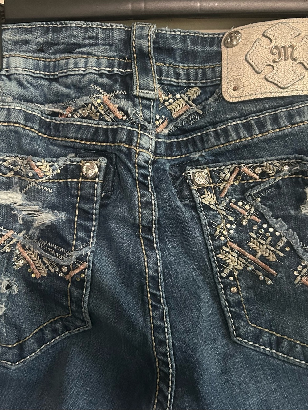 Miss Me Blue Embroidered & Studded Boot Cut Jeans